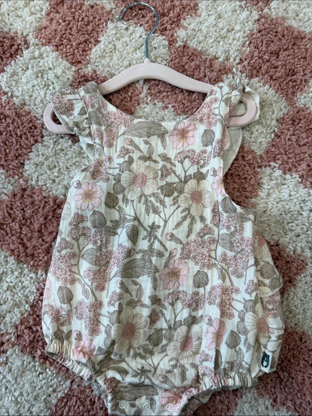 Floral Bubble Romper - Pink & Cream